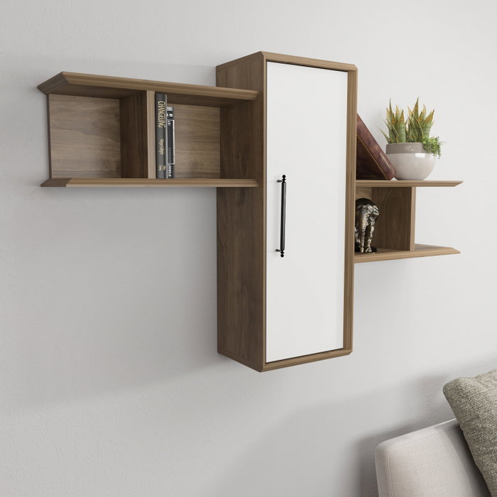 Hanah Home Olida Estantería de Pared Nogal y Blanco